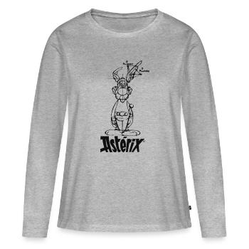 Asterix & Obelix - Asterix Modell - Frauen Premium Bio Langarmshirt - Grau meliert - Vorne - Julia (174cm)
