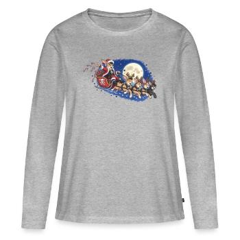 Nacht-Schlitten mit Punk Weihnachtshasen - Frauen Premium Bio Langarmshirt - Grau meliert - Vorne - Julia (174cm)