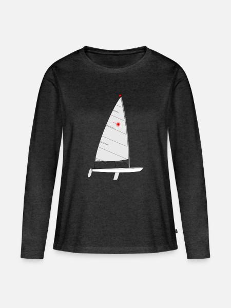 Laser Riss - Frauen Premium Bio Langarmshirt - Anthrazit meliert