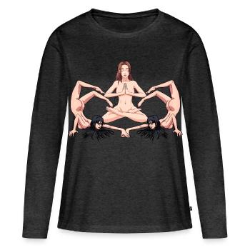 Yoga Erotik nackte Frauen nackt Yoga Yogi - Frauen Premium Bio Langarmshirt - Anthrazit meliert - Vorne - Julia (174cm)