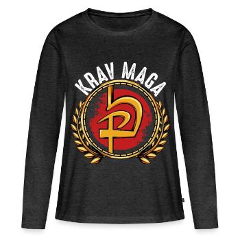 Krav Maga - Frauen Premium Bio Langarmshirt - Anthrazit meliert - Vorne - Julia (174cm)