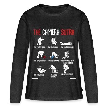 Fotograf - Frauen Premium Bio Langarmshirt - Anthrazit meliert - Vorne - Julia (174cm)
