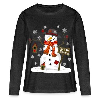 Schneemann - Frauen Premium Bio Langarmshirt - Anthrazit meliert - Vorne - Julia (174cm)