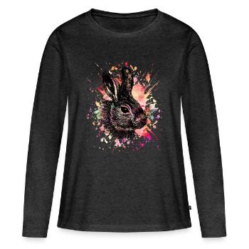 Hase aquarell - Frauen Premium Bio Langarmshirt - Anthrazit meliert - Vorne - Julia (174cm)