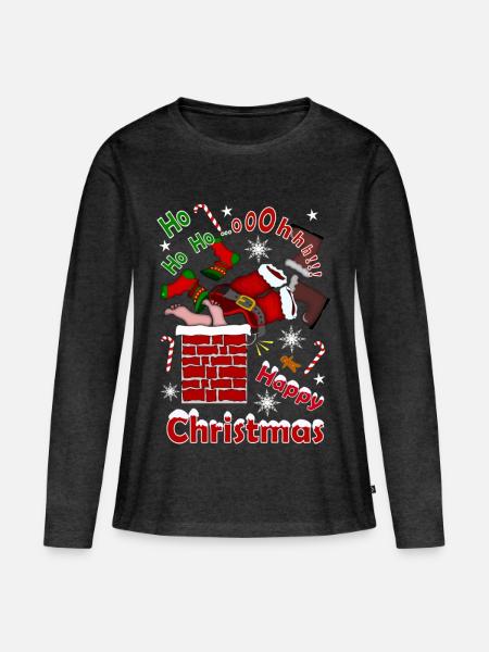 Weihnachten - Frauen Premium Bio Langarmshirt - Anthrazit meliert
