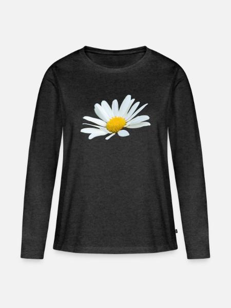 Margerite Gänseblume weiße Blume Margeriten - Frauen Premium Bio Langarmshirt - Anthrazit meliert