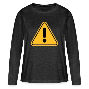 Panneau d’avertissement / Point d’exclamation - T-shirt manches longues Premium bio Femme - anthracite chiné - Devant - Julia (174cm)