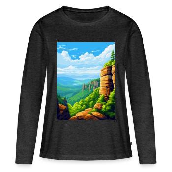 Montagne de grès de l’Elbe Allemagne Affiche de voyage WPA - T-shirt manches longues Premium bio Femme - anthracite chiné - Devant - Julia (174cm)