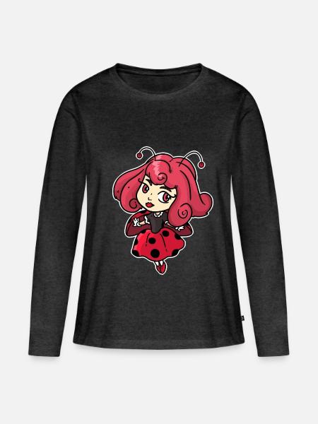 Zierliche Marienkäfer Prinzessin - Frauen Premium Bio Langarmshirt - Anthrazit meliert