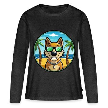 Alano Español Hunderasse Cartoon Sonnenbrille Strand - Frauen Premium Bio Langarmshirt - Anthrazit meliert - Vorne - Julia (174cm)