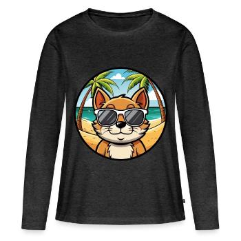 Bambino Cat Breed Cartoon Lunettes de soleil Beach - T-shirt manches longues Premium bio Femme - anthracite chiné - Devant - Julia (174cm)
