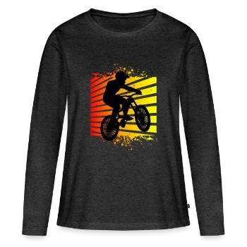 Mountainbike Mountainbiker - Frauen Premium Bio Langarmshirt - Anthrazit meliert - Vorne - Julia (174cm)