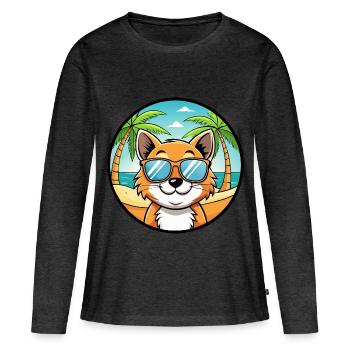 Bambino Cat Breed Cartoon Lunettes de soleil Beach - T-shirt manches longues Premium bio Femme - anthracite chiné - Devant - Julia (174cm)