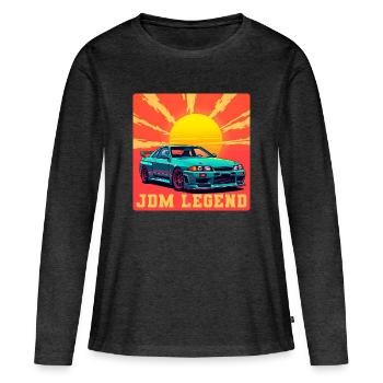 JDM Legend Lever du soleil - T-shirt manches longues Premium bio Femme - anthracite chiné - Devant - Julia (174cm)