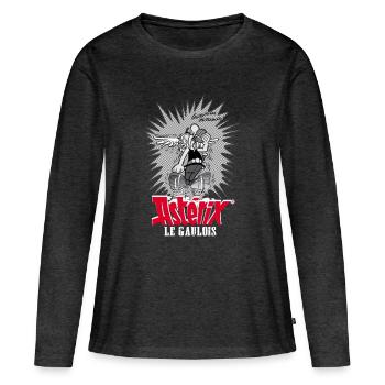 Asterix & Obelix - Asteriy Dynamik - Frauen Premium Bio Langarmshirt - Anthrazit meliert - Vorne - Julia (174cm)