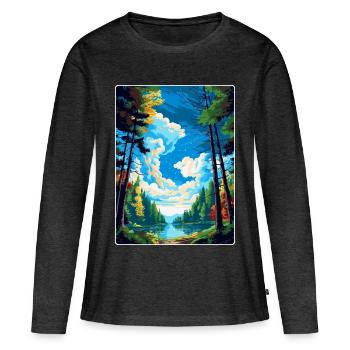 Wald Von Dean Vintage Reiseposter Souvenir WPA - Frauen Premium Bio Langarmshirt - Anthrazit meliert - Vorne - Julia (174cm)