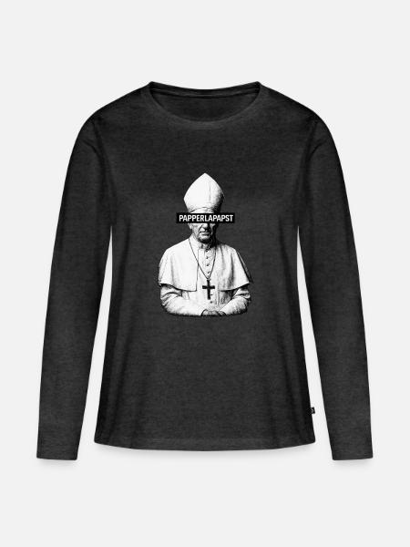 Papperlapapst - Frauen Premium Bio Langarmshirt - Anthrazit meliert