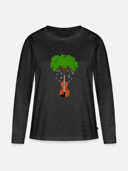 Violine - Frauen Premium Bio Langarmshirt - Anthrazit meliert