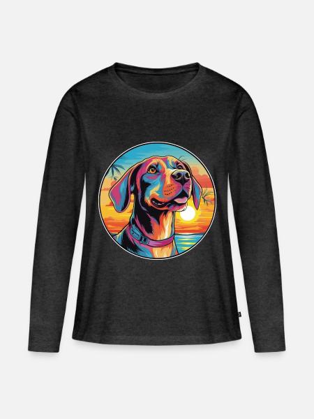 Deutscher Jagdhund Rasse bunte Karikatur Aquarell - Frauen Premium Bio Langarmshirt - Anthrazit meliert