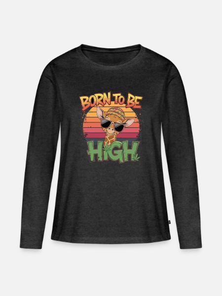 Born to be High - Frauen Premium Bio Langarmshirt - Anthrazit meliert
