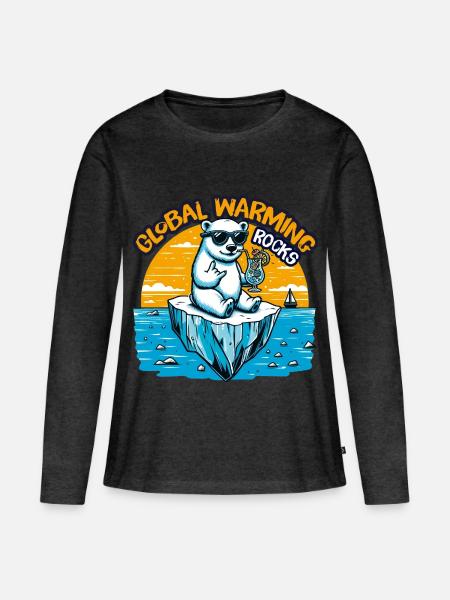 Global Warming Rocks - Frauen Premium Bio Langarmshirt - Anthrazit meliert