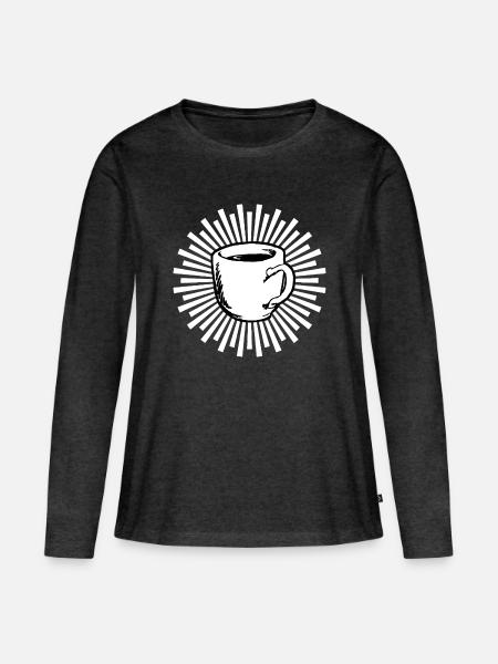 Kaffee - Frauen Premium Bio Langarmshirt - Anthrazit meliert