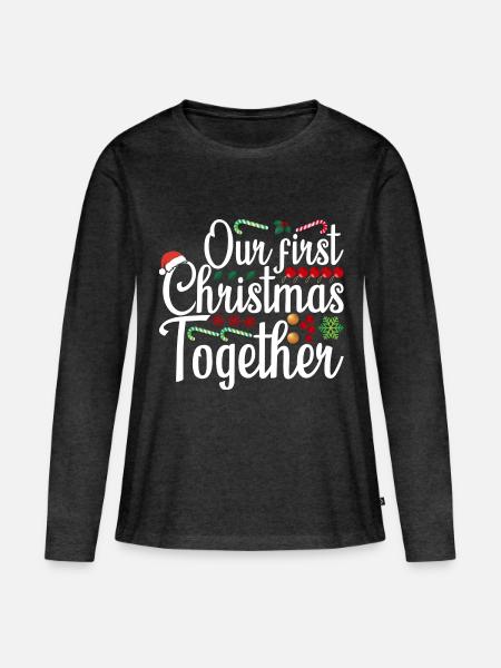 First Christmas Together Partnerlook Weihnachten - Frauen Premium Bio Langarmshirt - Anthrazit meliert