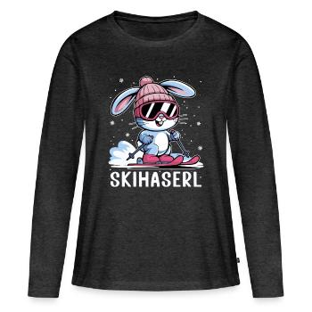 Lustiges Skihaserl Skiurlaub Aprés Ski Party - Frauen Premium Bio Langarmshirt - Anthrazit meliert - Vorne - Julia (174cm)