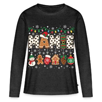 Weihnachts-Oma-Party Feiertag Oma Familie - Frauen Premium Bio Langarmshirt - Anthrazit meliert - Vorne - Julia (174cm)