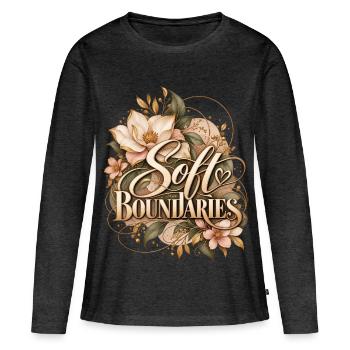 Weiche Grenzblumen - Frauen Premium Bio Langarmshirt - Anthrazit meliert - Vorne - Julia (174cm)