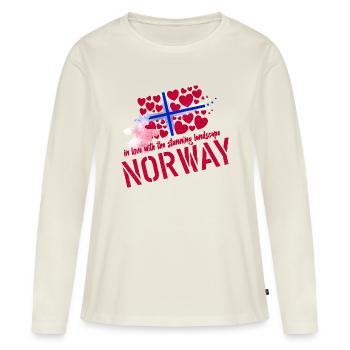 Norwegen Elch norge - Frauen Premium Bio Langarmshirt - Naturweiß - Vorne - Julia (174cm)
