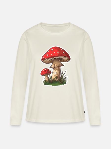 Fliegenpilz - Frauen Premium Bio Langarmshirt - Naturweiß