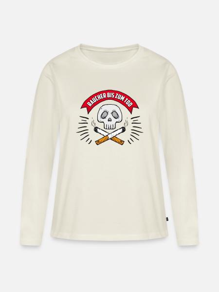 Raucher bis zum Tod - Frauen Premium Bio Langarmshirt - Naturweiß
