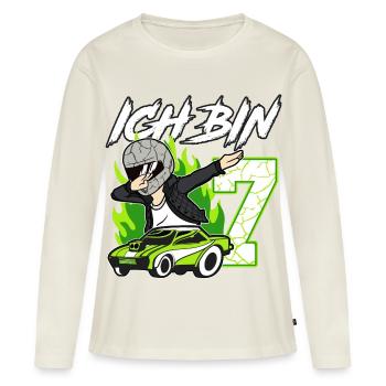 Geburtstag Rennfahrer 7 Jahre alt Rennwagen - Frauen Premium Bio Langarmshirt - Naturweiß - Vorne - Julia (174cm)
