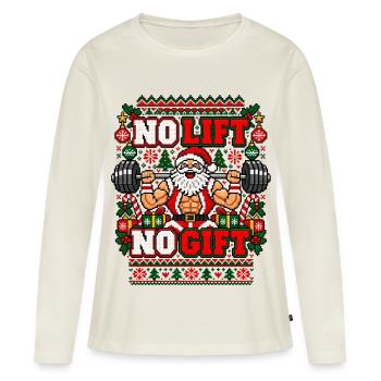 Weihnachten Bodybuilding Santa No Lift no Gift  - Frauen Premium Bio Langarmshirt - Naturweiß - Vorne - Julia (174cm)