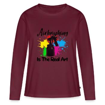 Cool Artist Airbrushing Is The Real Art Motiv - Frauen Premium Bio Langarmshirt - Burgunderrot - Vorne - Julia (174cm)
