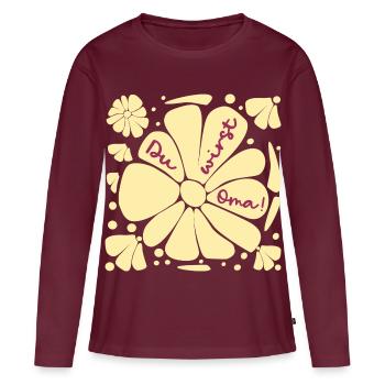 Du wirst Oma, Baby - Frauen Premium Bio Langarmshirt - Burgunderrot - Vorne - Julia (174cm)