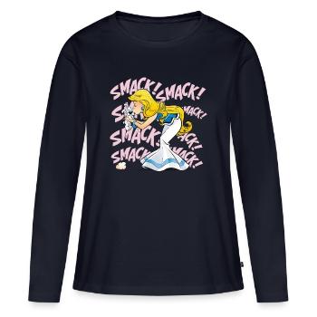Asterix & Obelix - Falbala mit Idefix - Frauen Premium Bio Langarmshirt - Navy - Vorne - Julia (174cm)