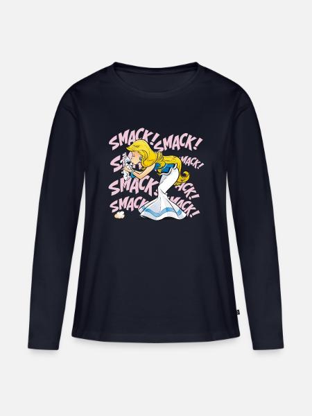 Asterix & Obelix - Falbala mit Idefix - Frauen Premium Bio Langarmshirt - Navy