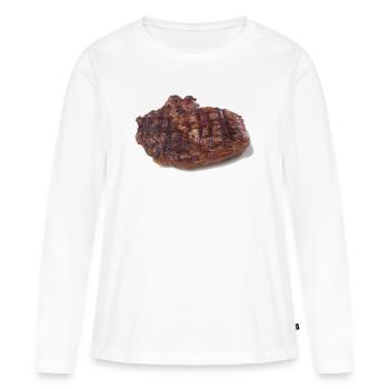 Steak - T-shirt manches longues Premium bio Femme - blanc - Devant - Julia (174cm)