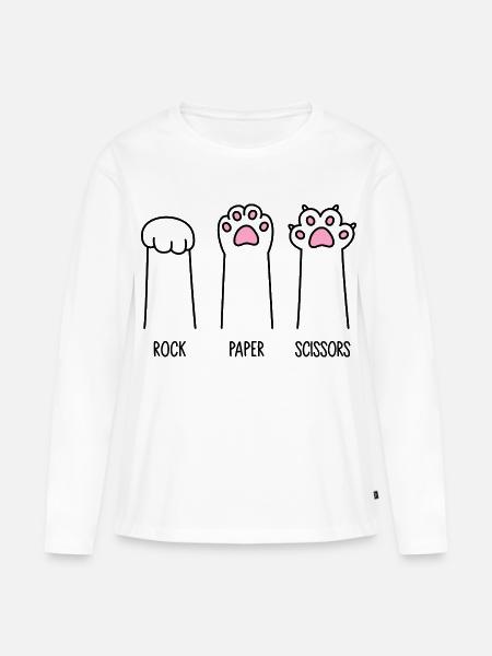 Rock Paper Scissors - Frauen Premium Bio Langarmshirt - Weiß