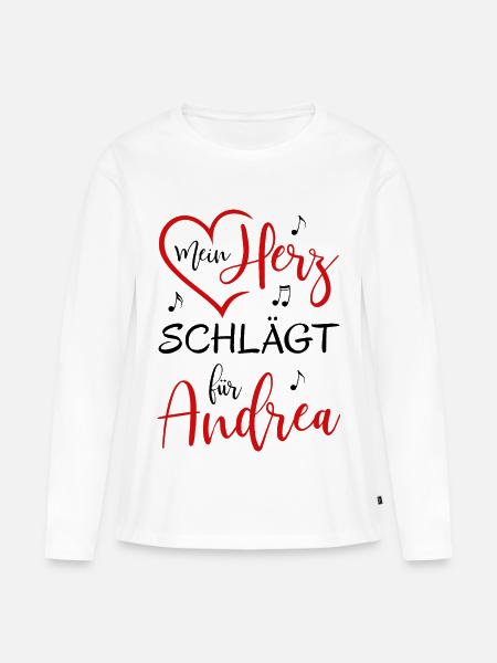 Mein Herz schlägt für Andrea - Frauen Premium Bio Langarmshirt - Weiß