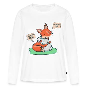 Où le renard et le lièvre disent « bonne nuit » - T-shirt manches longues Premium bio Femme - blanc - Devant - Julia (174cm)