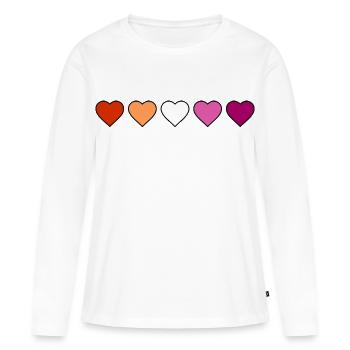 Cœurs lesbiennes, lesbiennes - T-shirt manches longues Premium bio Femme - blanc - Devant - Julia (174cm)