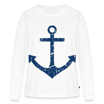 Anker - Frauen Premium Bio Langarmshirt - Weiß - Vorne - Julia (174cm)