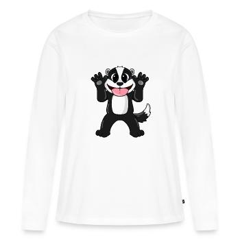 Blaireau - T-shirt manches longues Premium bio Femme - blanc - Devant - Julia (174cm)