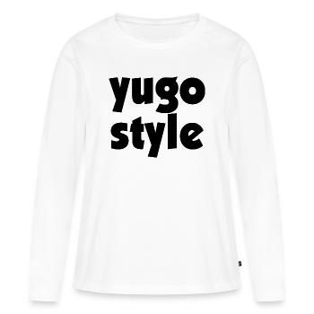 Style Yugo - style unifié des Balkans - T-shirt manches longues Premium bio Femme - blanc - Devant - Julia (174cm)