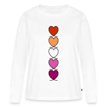Cœurs lesbiennes, lesbiennes - T-shirt manches longues Premium bio Femme - blanc - Devant - Julia (174cm)