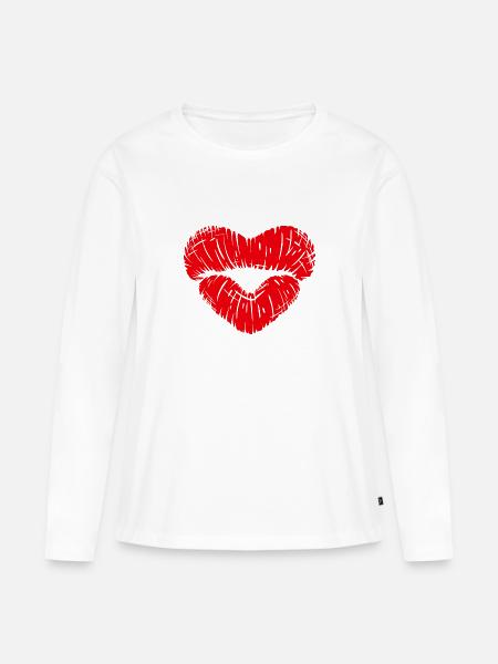 Herzkuss - Frauen Premium Bio Langarmshirt - Weiß