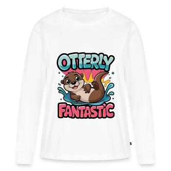 Loutre fantastique - T-shirt manches longues Premium bio Femme - blanc - Devant - Julia (174cm)